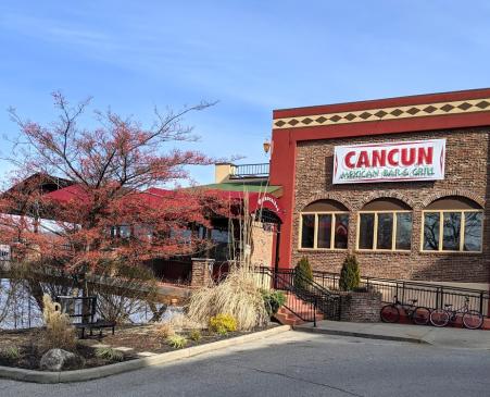 exterior photo of cancun mexican restaurant and bar in newport kenutcky across the ohio river from downtown cincinnati