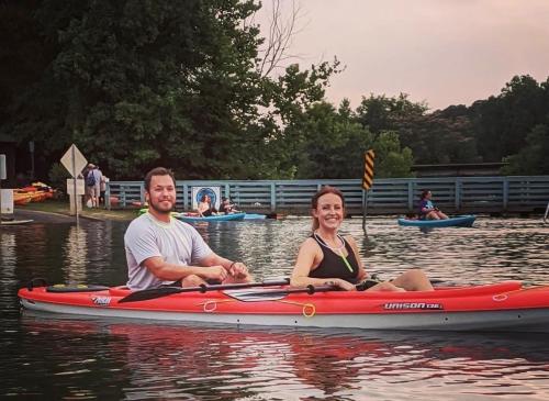 Couple kayaking Betty's Branch on the Serene18 Paddle Trail