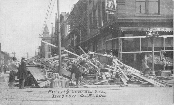 Black And White Photo Of Fifth And Ludlow With Rubble