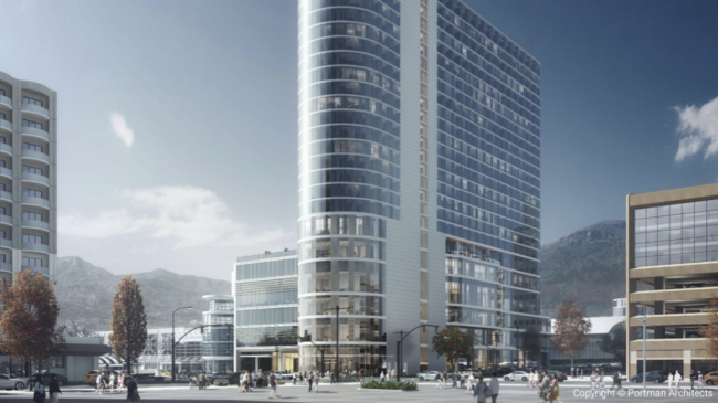 A digital mock-up of the new Hyatt Regency Salt Lake