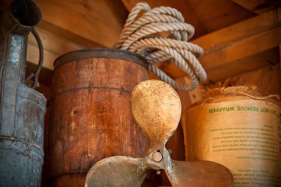 Details of maritime items in the St. Helena Island Lighthouse boathouse.