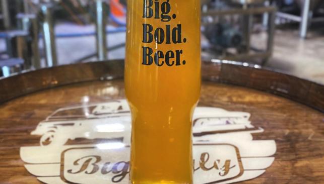 Full Beer Glass That Says Big. Bold. Beer.