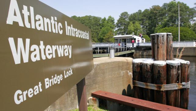 Great Bridge Lock Sign: Atlantic Intracoastal Waterway in Chesapeake VA