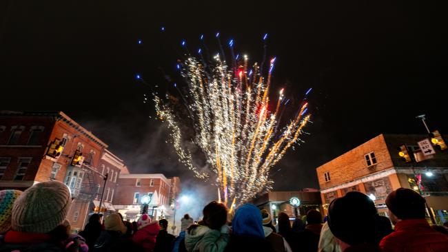 Fireworks light up the sky over Somerset during the Fire & Ice Festival