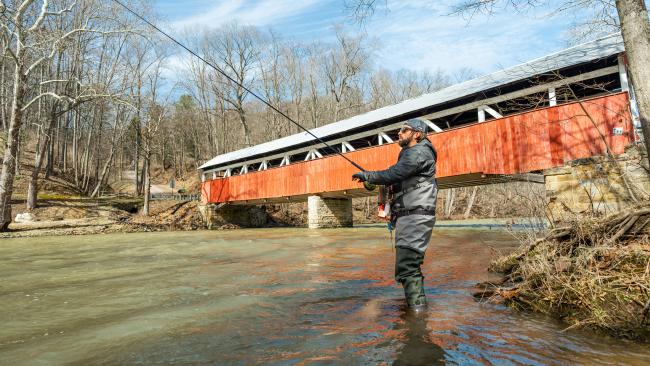 The Lower Humbert Bridge in Lower Turkeyfoot Township is a scenic spot to fish for trout.