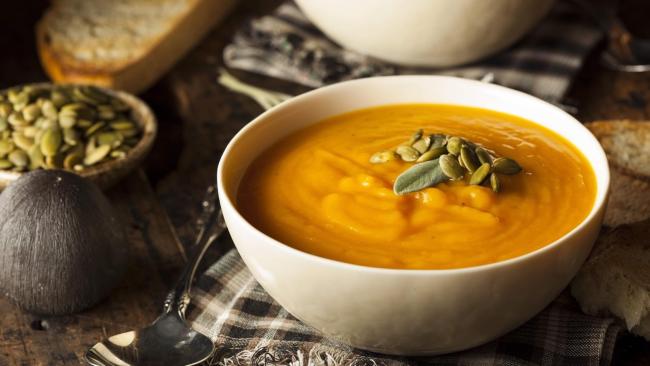 Butternut Squash Soup with Fried Sage Leaves
