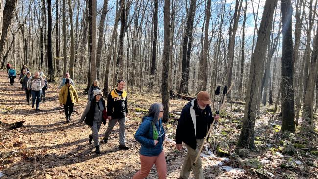 Nearly three dozen hikers took to Laurel Hill State Park for a morning hike on Jan. 1, 2023.