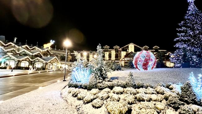A layer of snow gives The Grand Lodge at Nemacolin a winter wonderland feeling