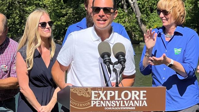 Gov. Josh Shapiro announces the launch of the Pennsylvania Office of Outdoor Recreation.