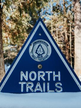 A sign for the NTN North trails in Marquette