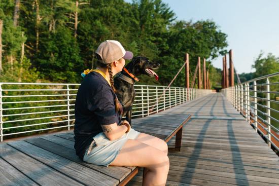 riverwalk, dog, hickory trail