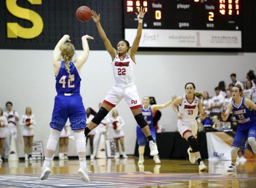 Women playing basketball at the NCAA D2 tournament in Columbus