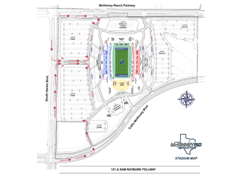 Map of parking lot tailgating at MISD Stadium