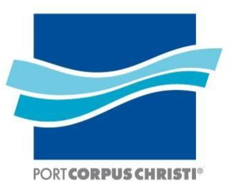 Blue logo on white background reads "Port Corpus Christi"