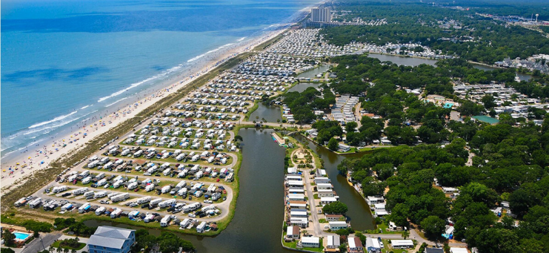 Aerial view of Pirate Land Camping Resort, Myrtle Beach, SC