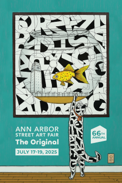 Poster with cat and fish for Ann Arbor Art Fair, The Original