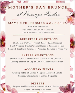 Flyer for Pairings Bistro