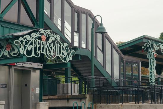 The entryway to the Peekskill Train Station for Metro-North Railroad.