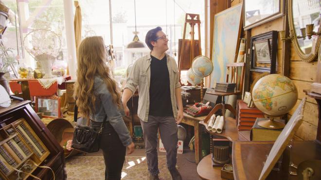 Couple shopping at antiques stores