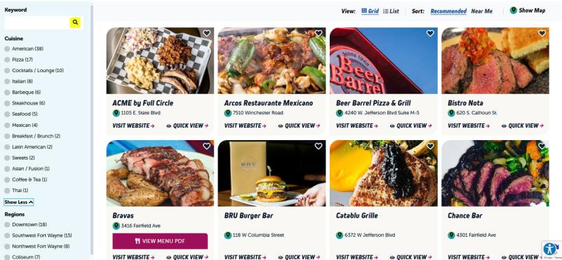 Savor Listing grid view on Desktop