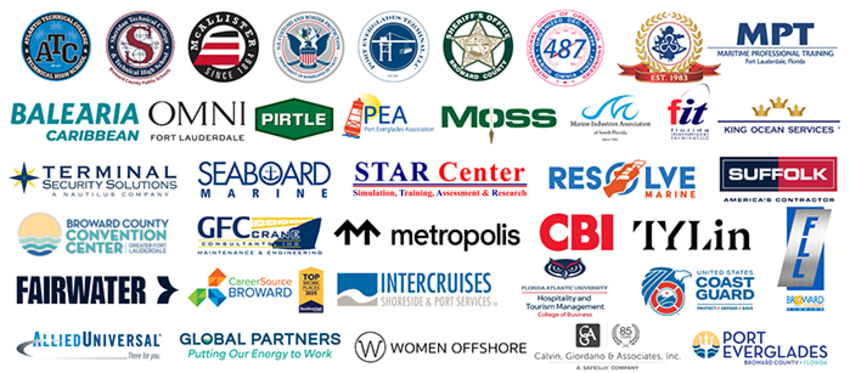 Logos for all the companies exhibiting at the 2026 Port Everglades Career Fair & Expo