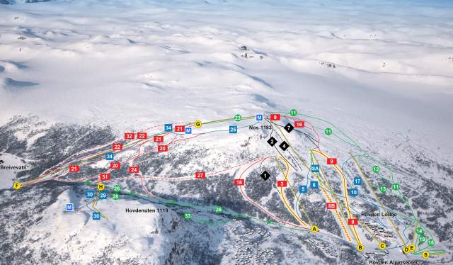 Piste map Hovden Alpine Center