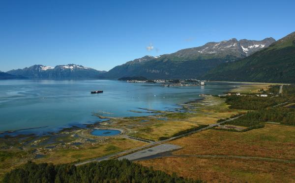 The original Valdez townsite seen from above