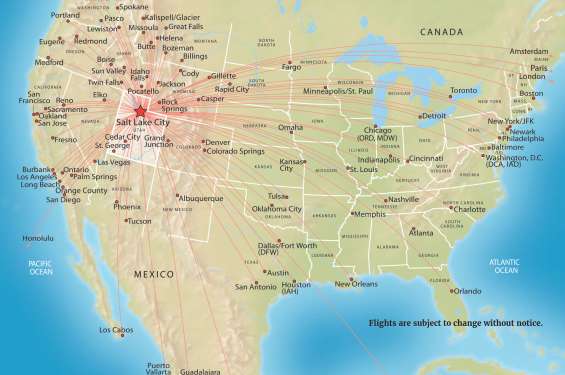 Map of Flights out of Salt Lake