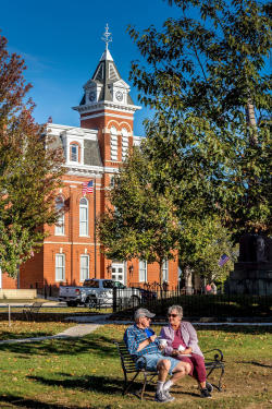 Milan square township hall couple