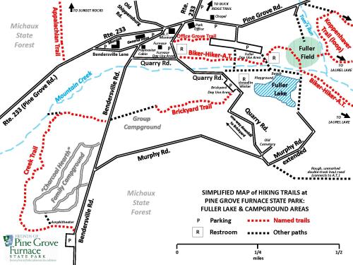 Pine Grove Furnace Hiking Map Fuller Lake Area