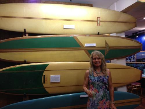 Mimi Munro with surfboards