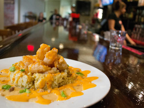 SoDoSoPa Restaurant shrimp and grits dish, located in Smithfield, NC.