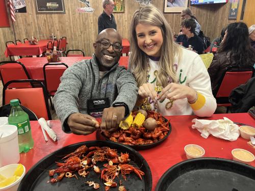 TB and Danielle Dubois at Seafood Palace eating Crawfish
