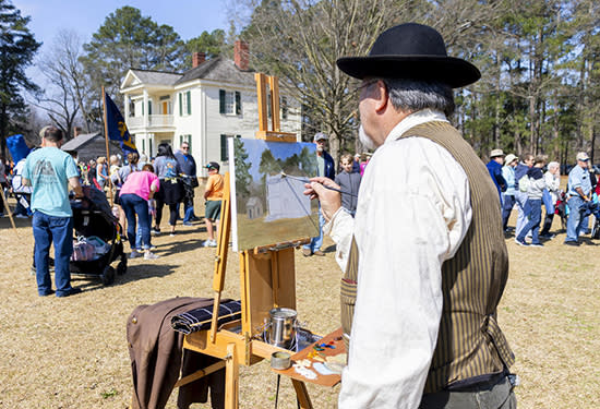 Bentonville Living History Live Painting of Harper House during 160th Reenactment, Four Oaks, NC.