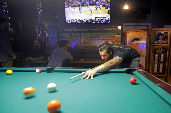 Playing Pool at Poplar Street Pub