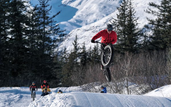 Fat Tire biker gets air time