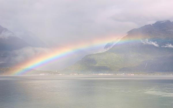 a rainbow over the Port of Valdez