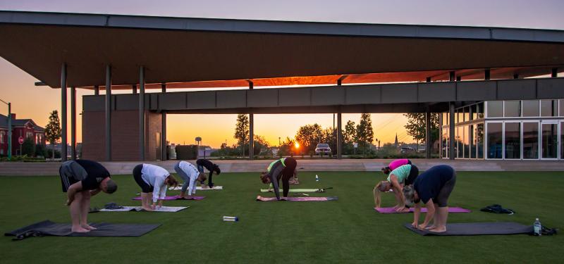 yoga in an urban park