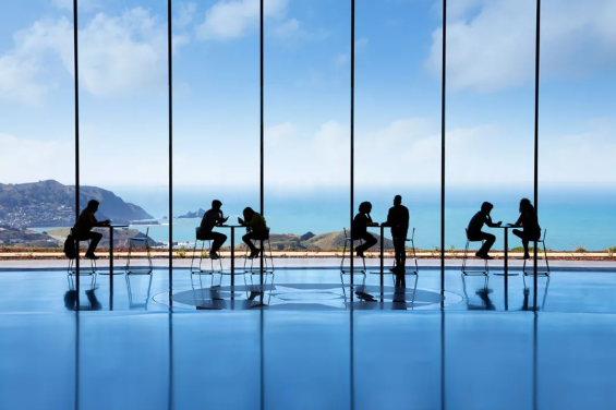 Farallon Room windows overlooking SF Bay