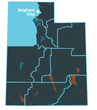 Utah's Lake Bonneville Region Map - Brigham City is the major city
