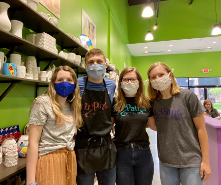 Get crafty at uPaint Pottery Studio uPaint Employees with Face Masks