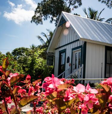 Trabue Land Sales Office at the Punta Gorda History Park on a bright summer day in Punta Gorda, Florida.