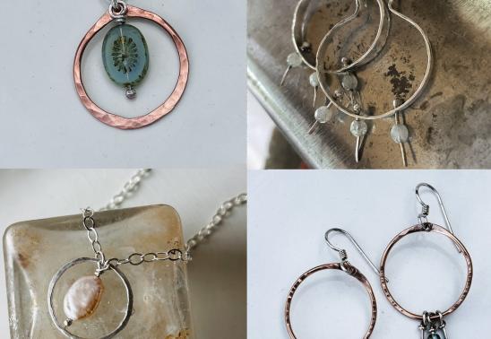 Artisan Hammered Hoops or Pendant Metalsmithing