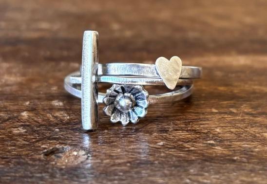 Embellished Silver Stacking Rings- Metalsmithing