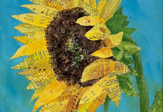 Sunflower Mixed Media Collage Art