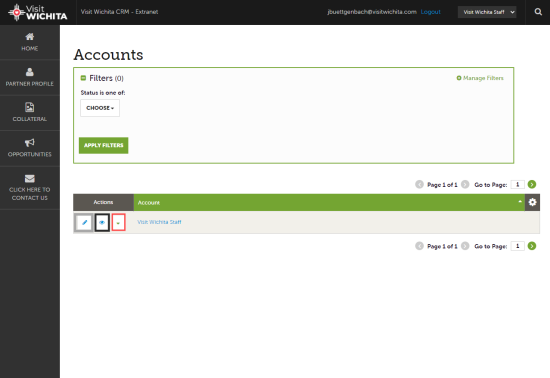 Extranet Account Profile Page