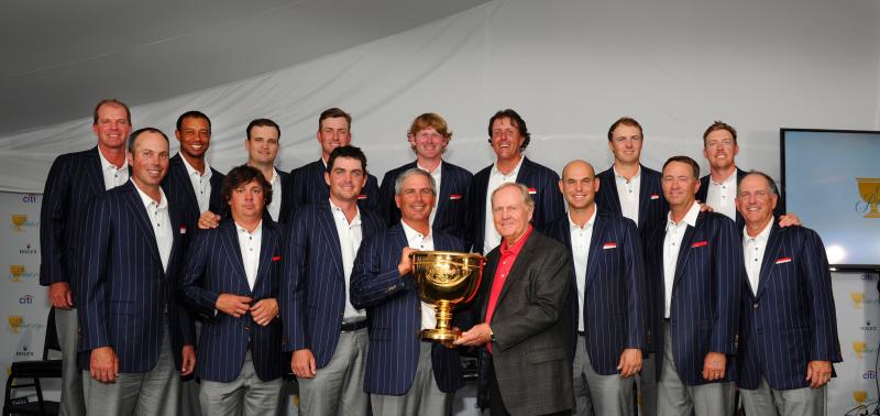A group of PGA golfers with Jack Nicklaus at the Memorial Tournament