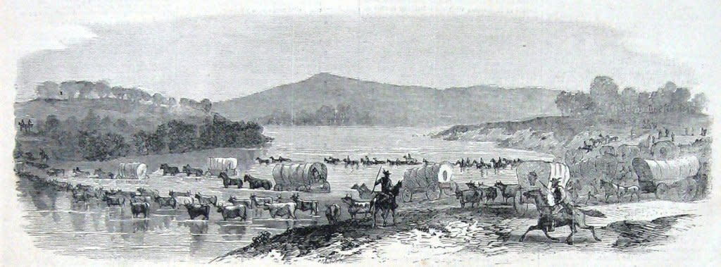 Confederate forces retreating across Potomac River