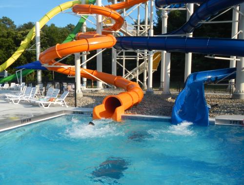 Multiple water slides at Killens Pond State Park.