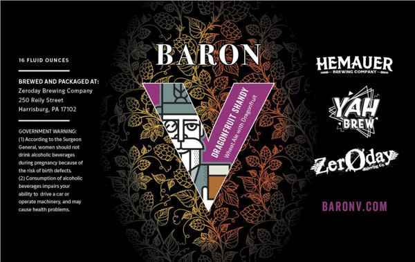 Baron V Dragonfruit Shandy Label